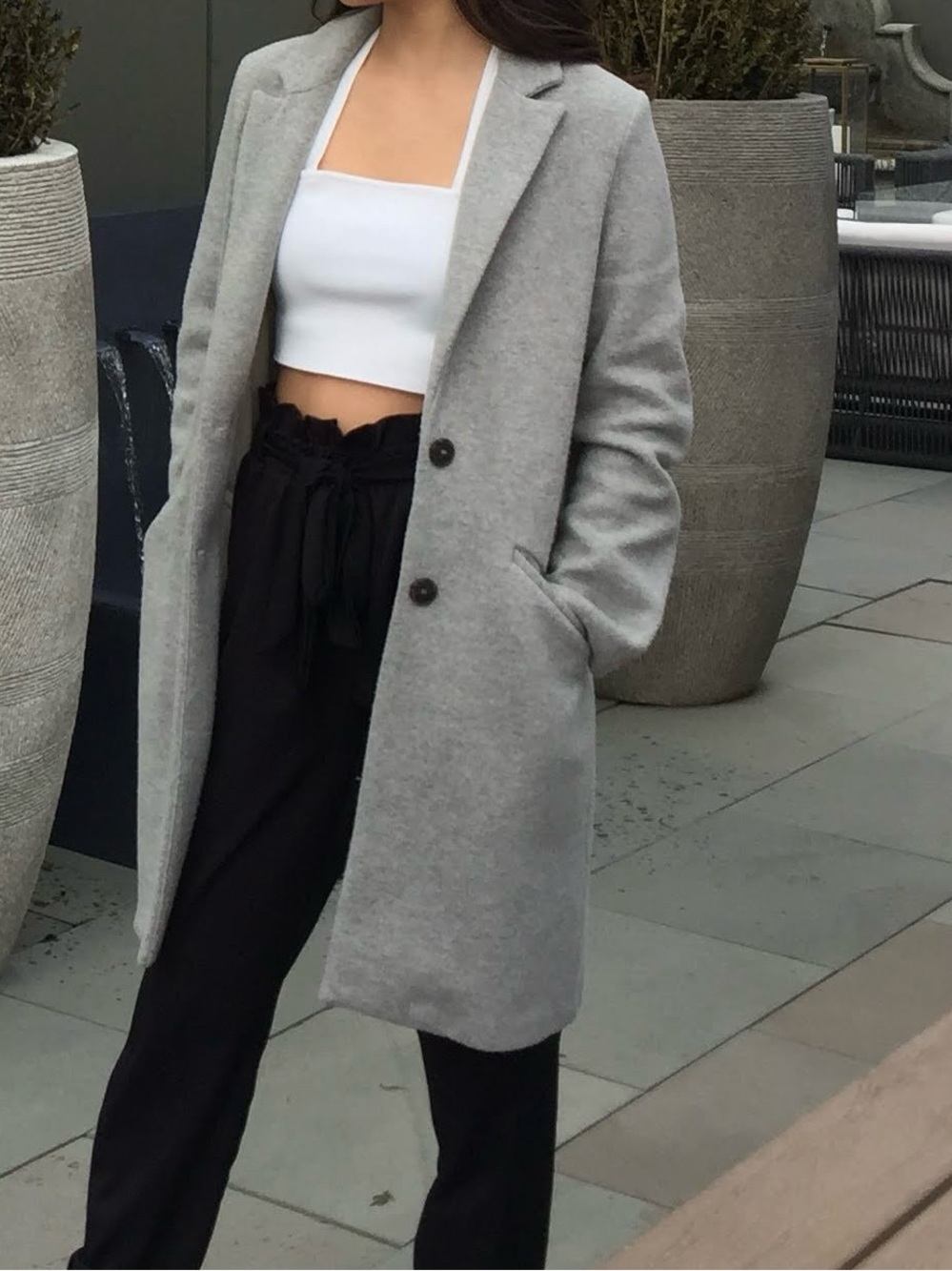 Zara light grey trench coat